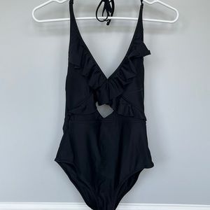 AERIE cutout ruffle one piece swim